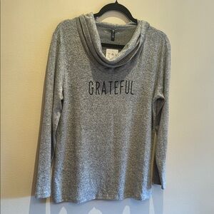 NWT - 'Grateful' Grey Cowl Neck Long Sleeve Top | House of Tory